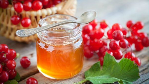 Viburnum mit Honig zur Behandlung von Bluthochdruck